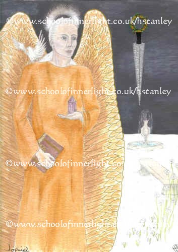 Image of Archangel Jophiel with dagger and dove